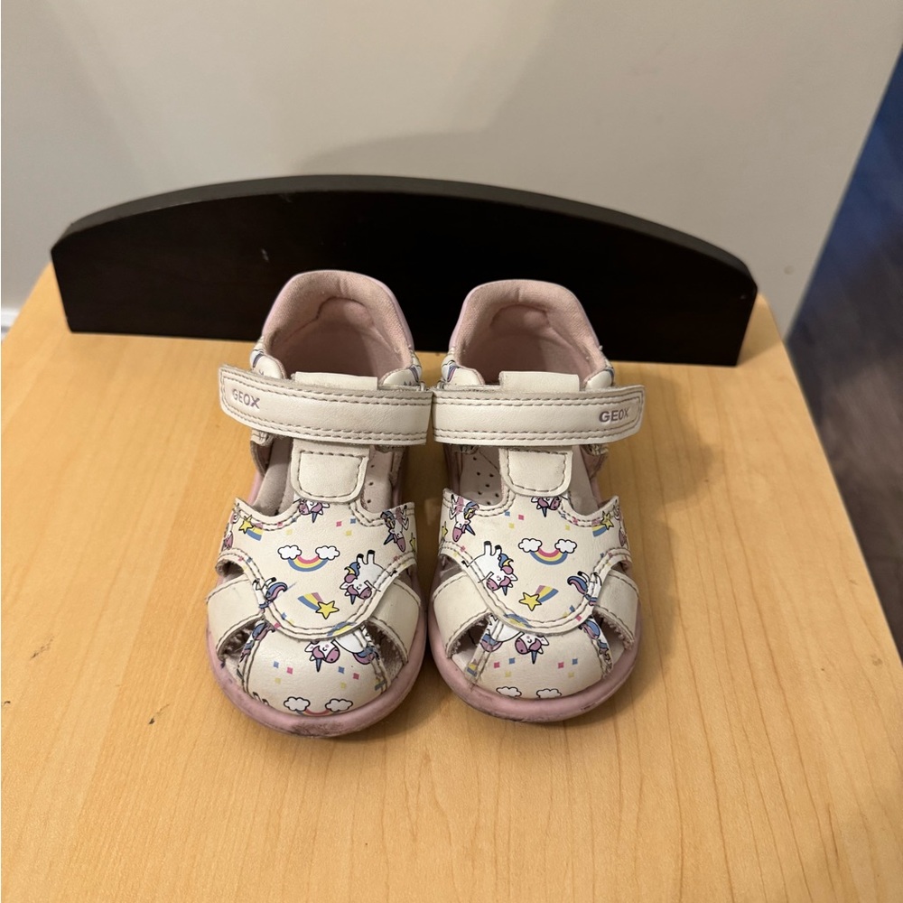 Geox Kids' Cream and Pink Patterned Sandals
